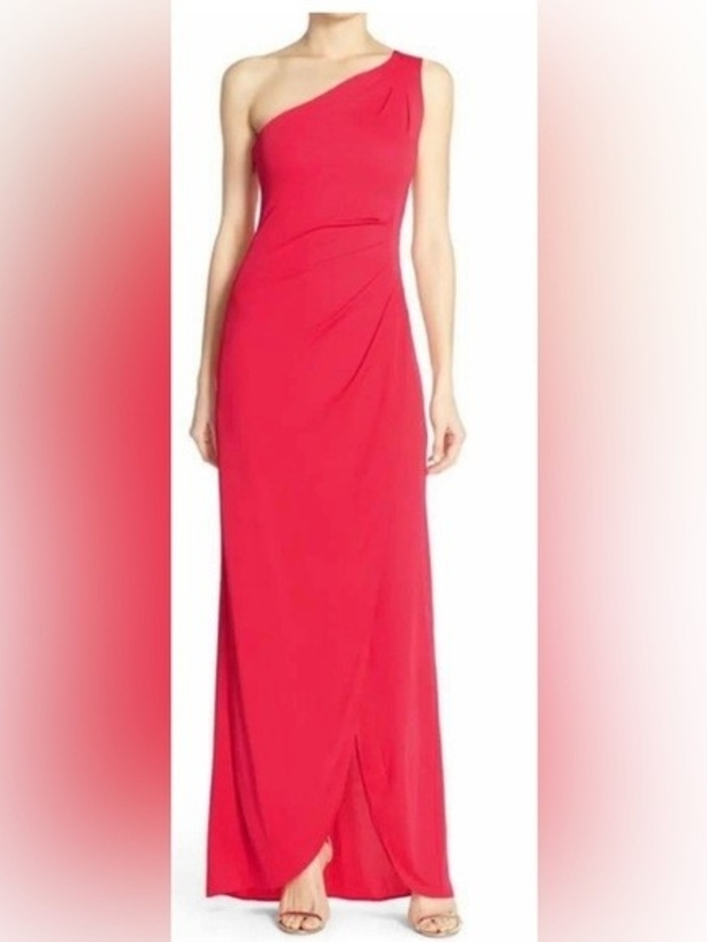 BCBGMaxAzria Courtney One-Shoulder Red Gown